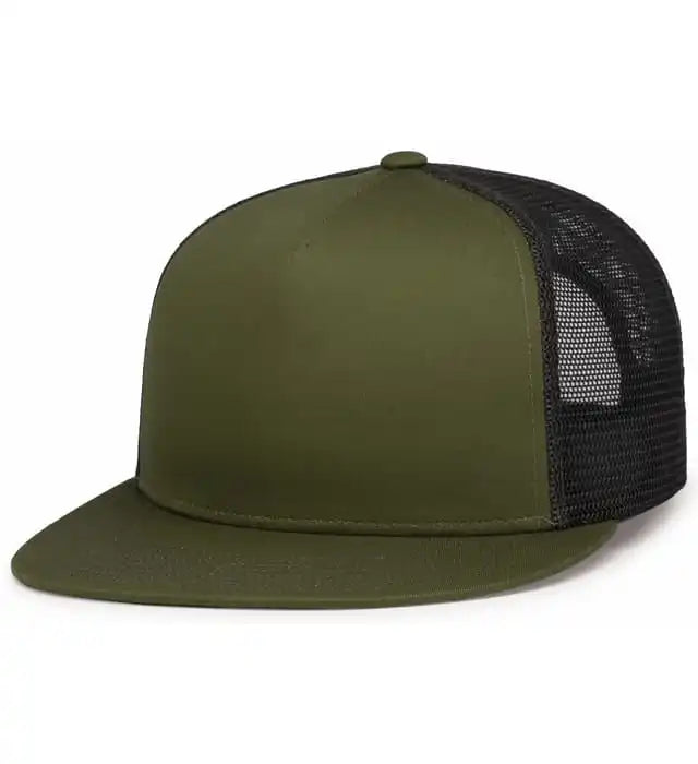 Pacific Headwear 4d7 D-series 5-panel Trucker Snapback Cap - Moss Lt Charcoal - 7’’ - 7 7/8’’