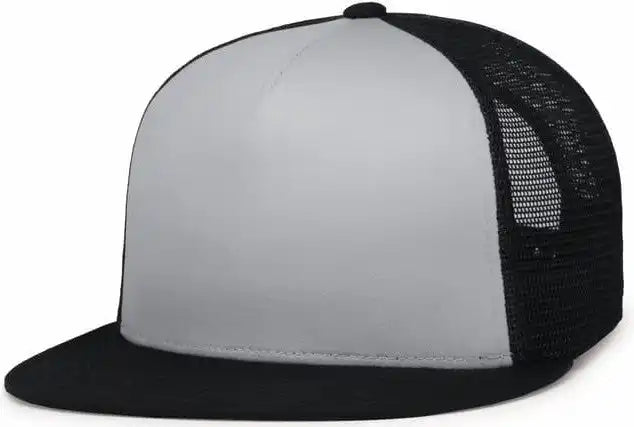 Pacific Headwear 4d7 D-series 5-panel Trucker Snapback Cap - Silver Black - 7’’ - 7 7/8’’