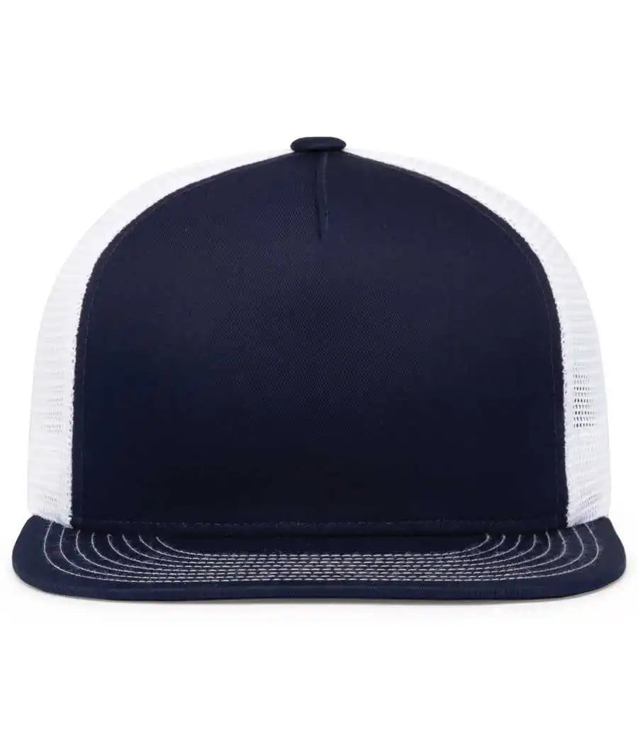 Pacific Headwear 4d7 D-series 5-panel Trucker Snapback Cap - True Navy White - 7’’ - 7 7/8’’