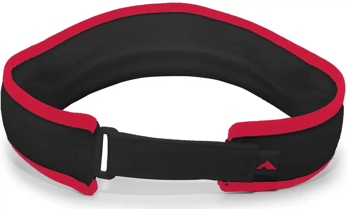 Pacific Headwear 510v Performance Hook-and-loop Visor - Black Red - 7’’ - 7 7/8’’