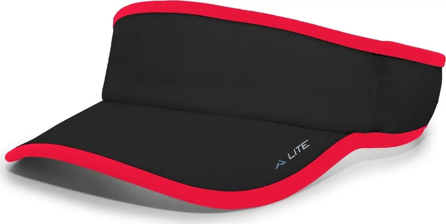 Pacific Headwear 510v Performance Hook-and-loop Visor - Black Red - 7’’ - 7 7/8’’