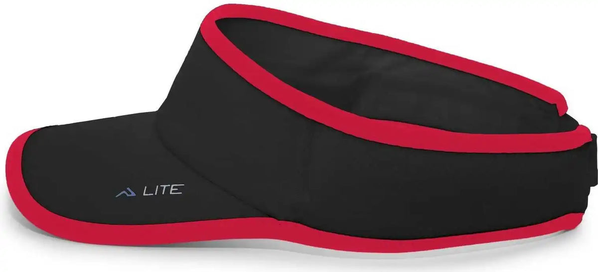 Pacific Headwear 510v Performance Hook-and-loop Visor - Black Red - 7’’ - 7 7/8’’