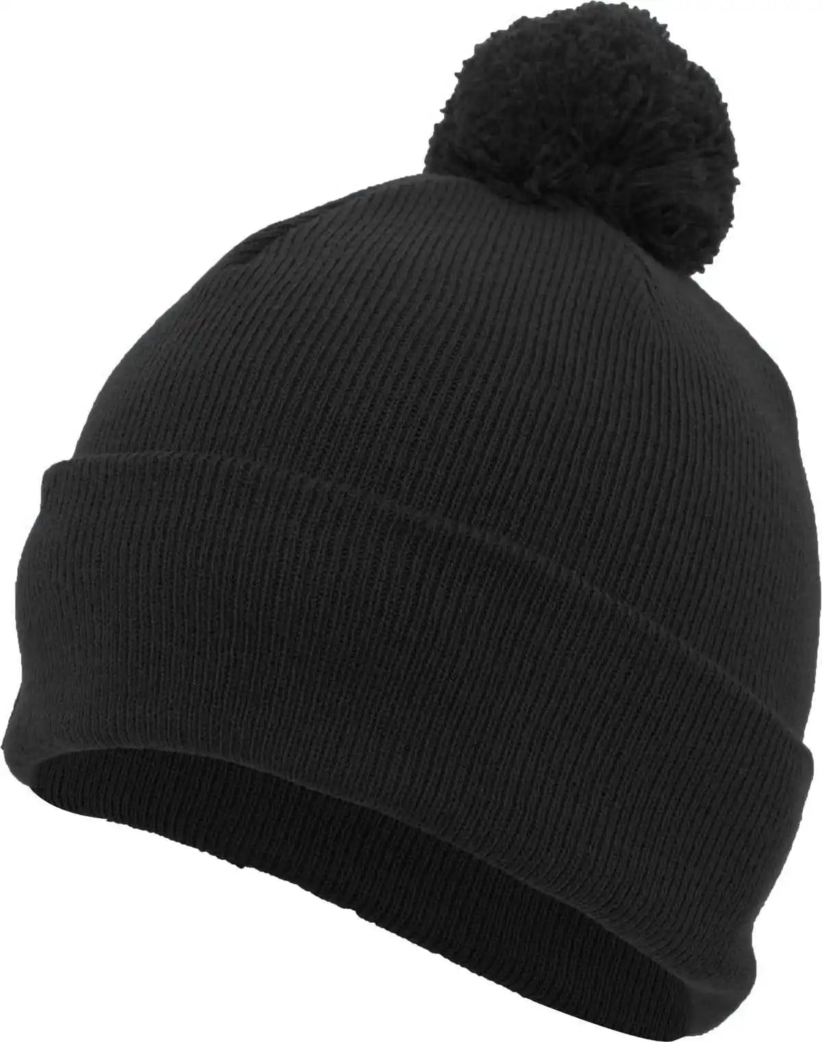 Pacific Headwear 641k Pom-pom Cuff Beanie - Black - 7’’ - 7 7/8’’