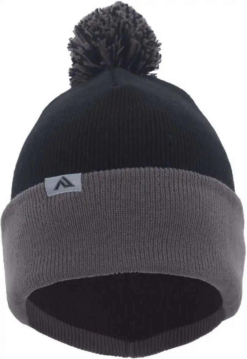 Pacific Headwear 641k Pom-pom Cuff Beanie - Black Graphite - Dark Gray / 7’’ - 7 7/8’’
