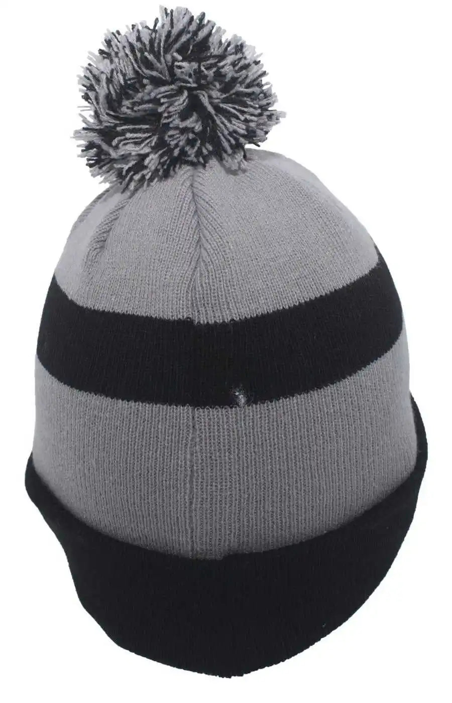 Pacific Headwear 641k Pom-pom Cuff Beanie - Black Silver - Light Gray / 7’’ - 7 7/8’’