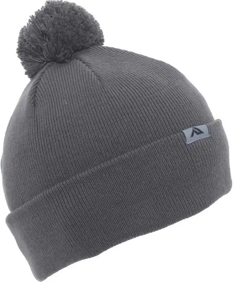 Pacific Headwear 641k Pom-pom Cuff Beanie - Graphite - Dark Gray / 7’’ - 7 7/8’’