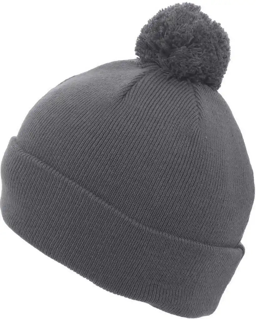 Pacific Headwear 641k Pom-pom Cuff Beanie - Graphite - Dark Gray / 7’’ - 7 7/8’’