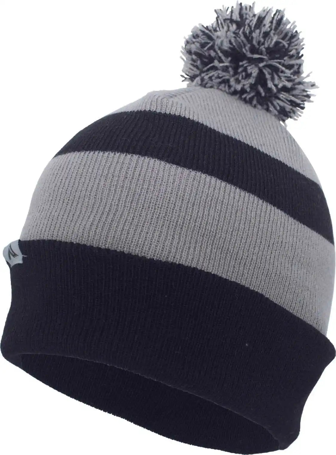 Pacific Headwear 641k Pom-pom Cuff Beanie - Navy Silver - Light Gray / 7’’ - 7 7/8’’