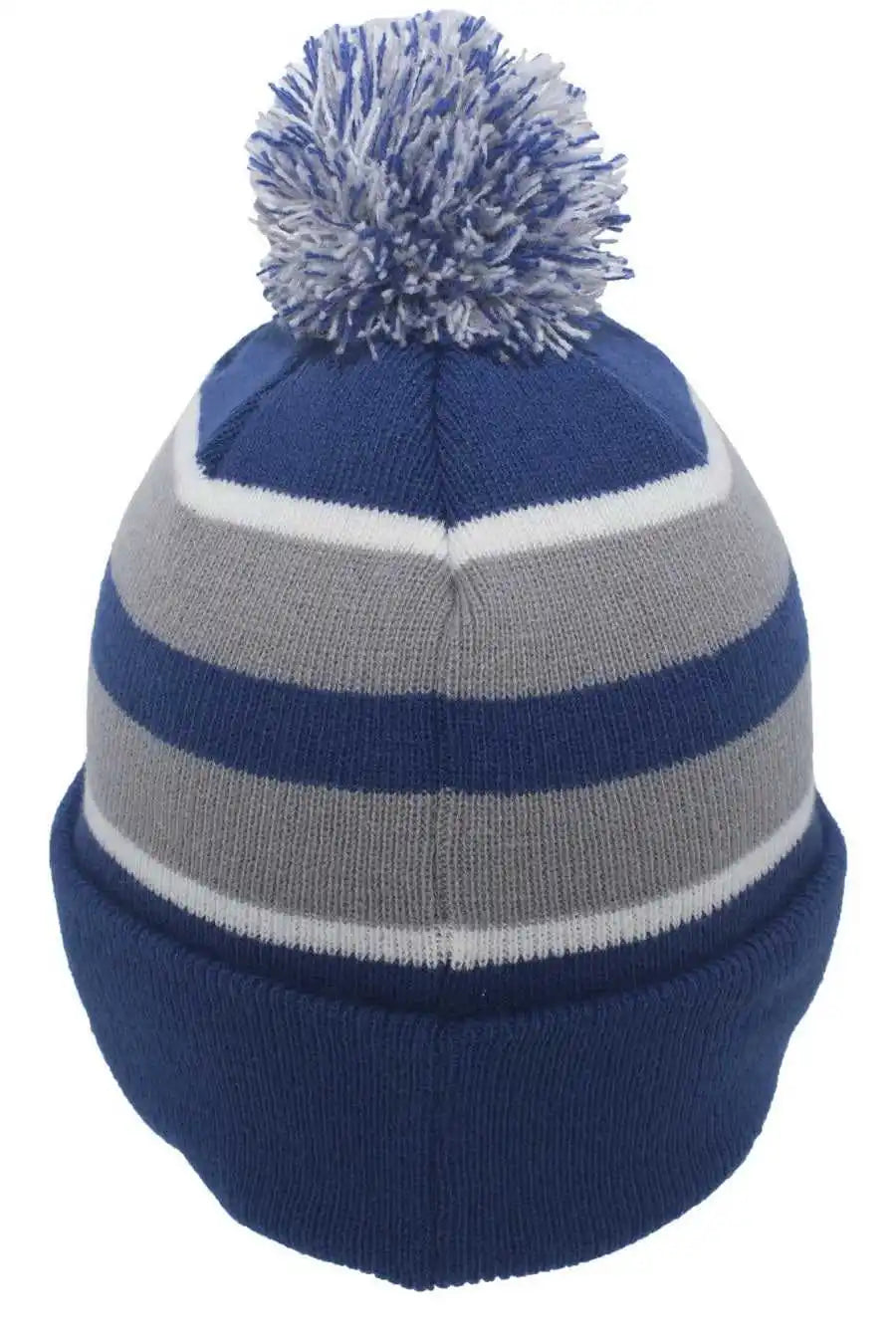 Pacific Headwear 641k Pom-pom Cuff Beanie - Royal Silver White - Light Gray / 7’’ - 7 7/8’’