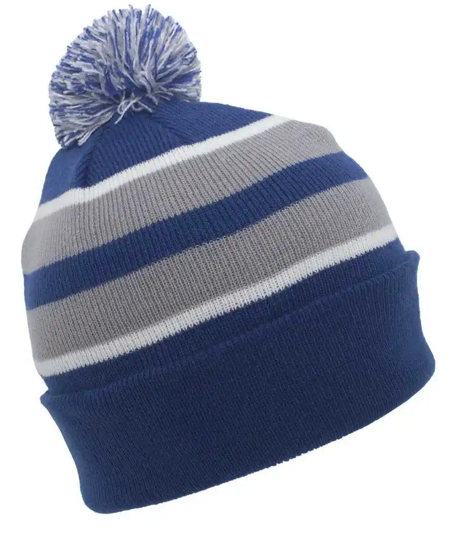 Pacific Headwear 641k Pom-pom Cuff Beanie - Royal Silver White - Light Gray / 7’’ - 7 7/8’’