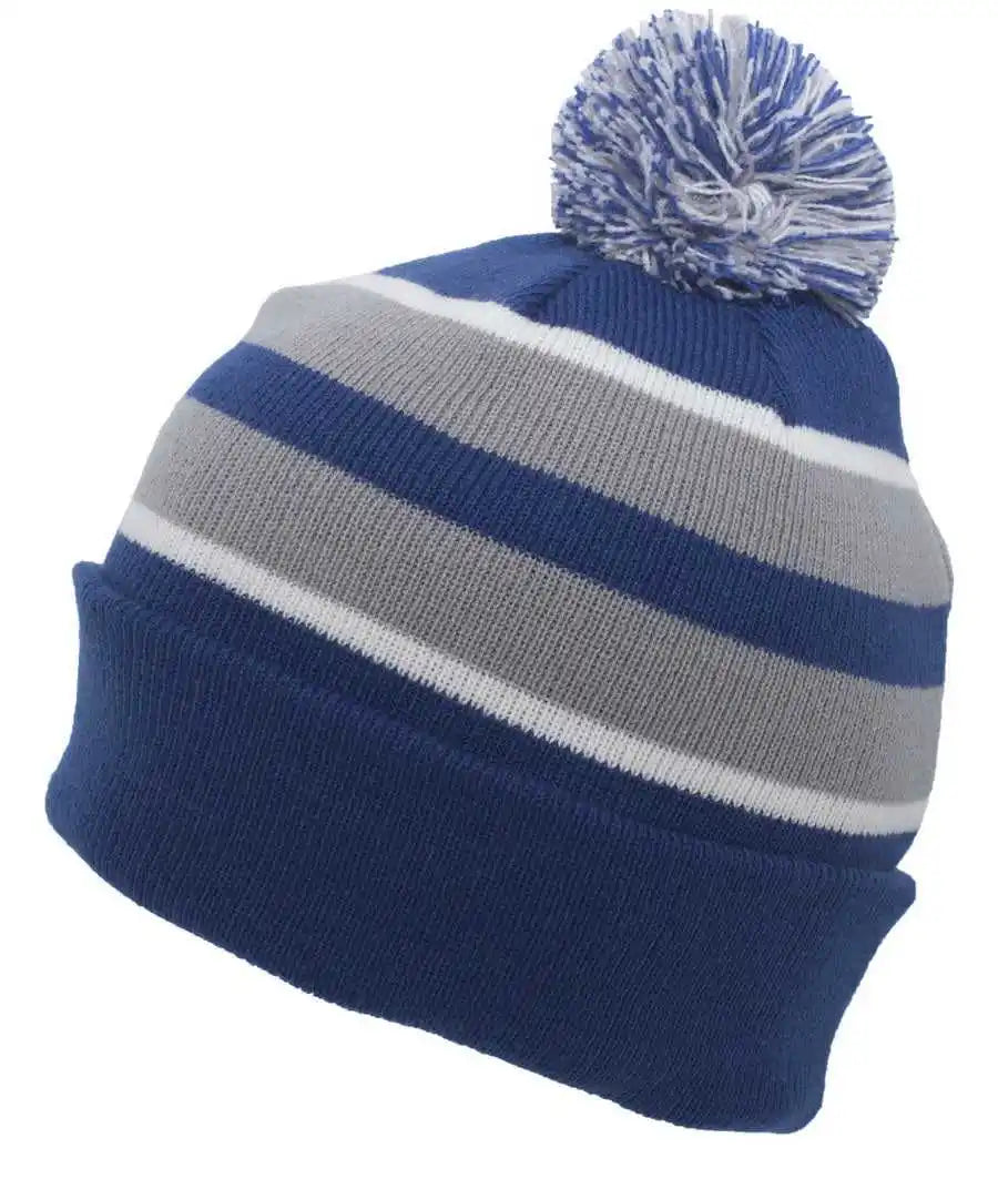 Pacific Headwear 641k Pom-pom Cuff Beanie - Royal Silver White - Light Gray / 7’’ - 7 7/8’’