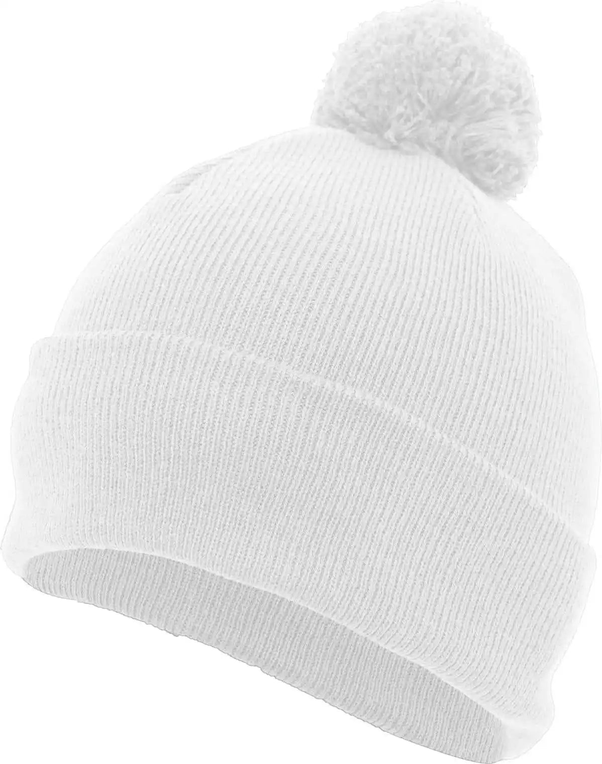 Pacific Headwear 641k Pom-pom Cuff Beanie - White - 7’’ - 7 7/8’’