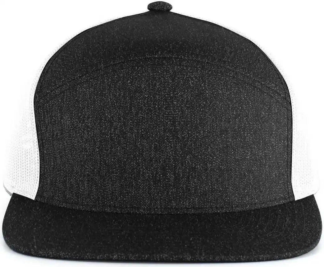 Pacific Headwear 710 6-panel Arch Heather Trucker Snapback Cap - Black White - 7’’ - 7 7/8’’
