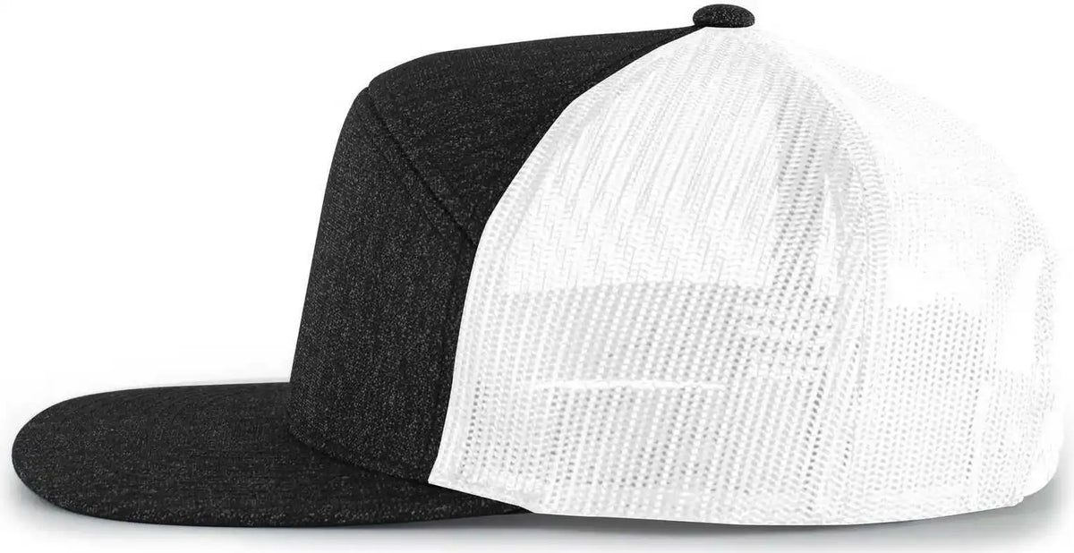 Pacific Headwear 710 6-panel Arch Heather Trucker Snapback Cap - Black White - 7’’ - 7 7/8’’