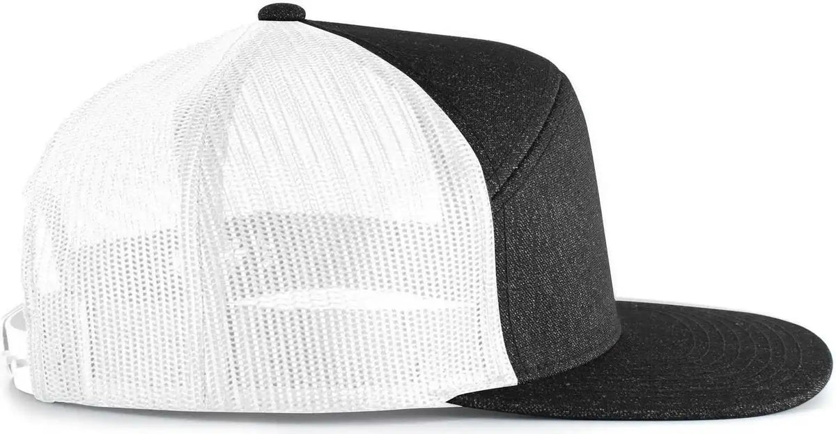 Pacific Headwear 710 6-panel Arch Heather Trucker Snapback Cap - Black White - 7’’ - 7 7/8’’