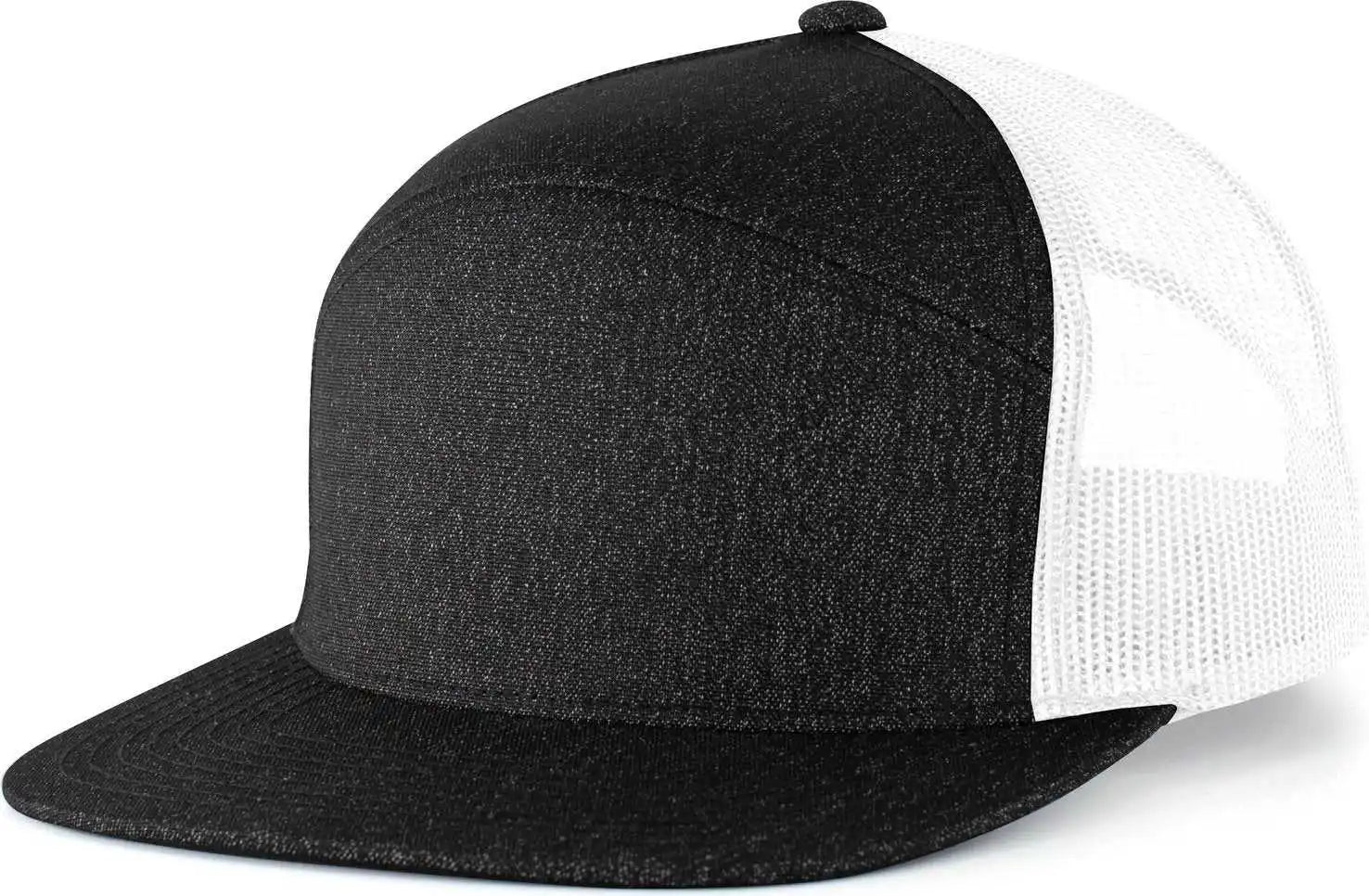 Pacific Headwear 710 6-panel Arch Heather Trucker Snapback Cap - Black White - 7’’ - 7 7/8’’