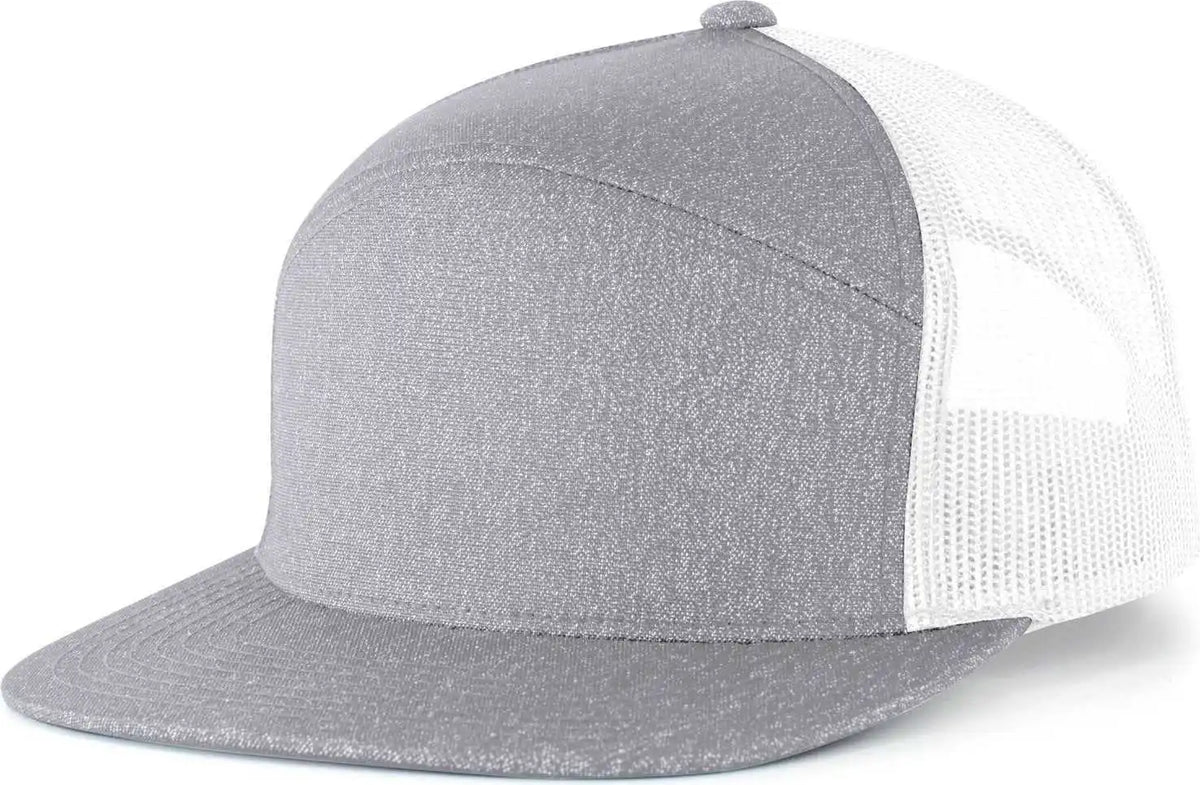 Pacific Headwear 710 6-panel Arch Heather Trucker Snapback Cap - Grey White - 7’’ - 7 7/8’’