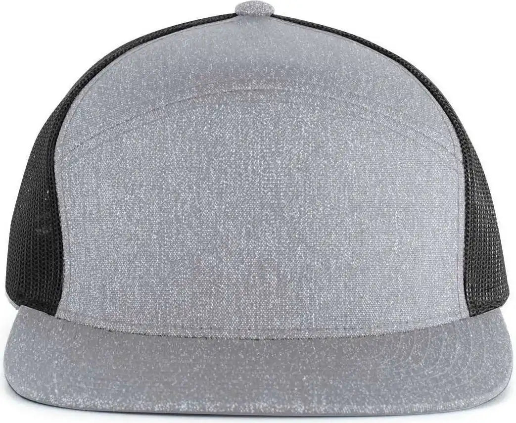 Pacific Headwear 710 6-panel Arch Heather Trucker Snapback Cap - Grey Black - 7’’ - 7 7/8’’