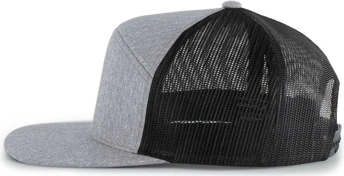 Pacific Headwear 710 6-panel Arch Heather Trucker Snapback Cap - Grey Black - 7’’ - 7 7/8’’