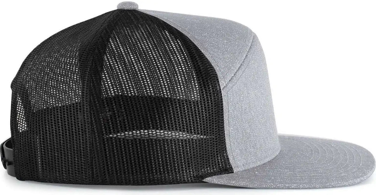 Pacific Headwear 710 6-panel Arch Heather Trucker Snapback Cap - Grey Black - 7’’ - 7 7/8’’