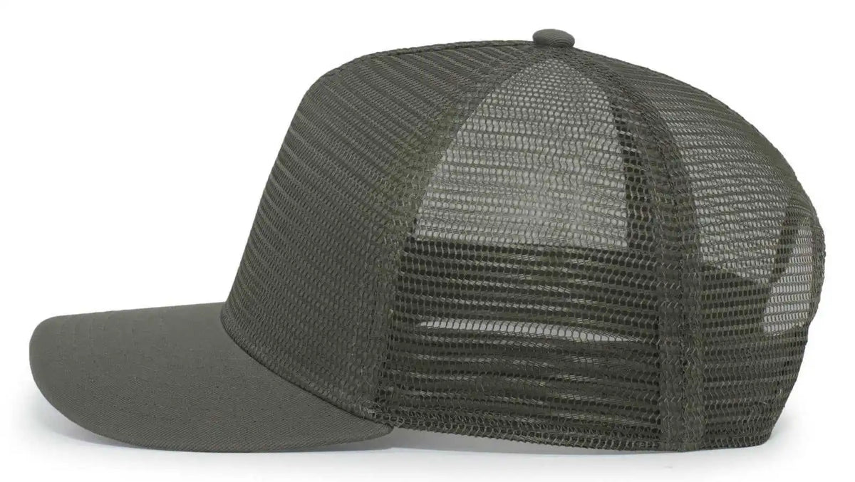 Pacific Headwear 724 Mesh Overlay 5-panel Trucker Snapback Cap - Loden - Brown / 7’’ - 7 7/8’’