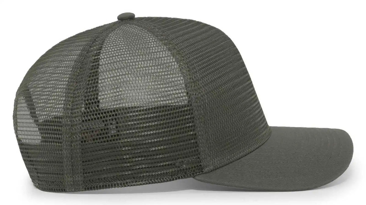 Pacific Headwear 724 Mesh Overlay 5-panel Trucker Snapback Cap - Loden - Brown / 7’’ - 7 7/8’’