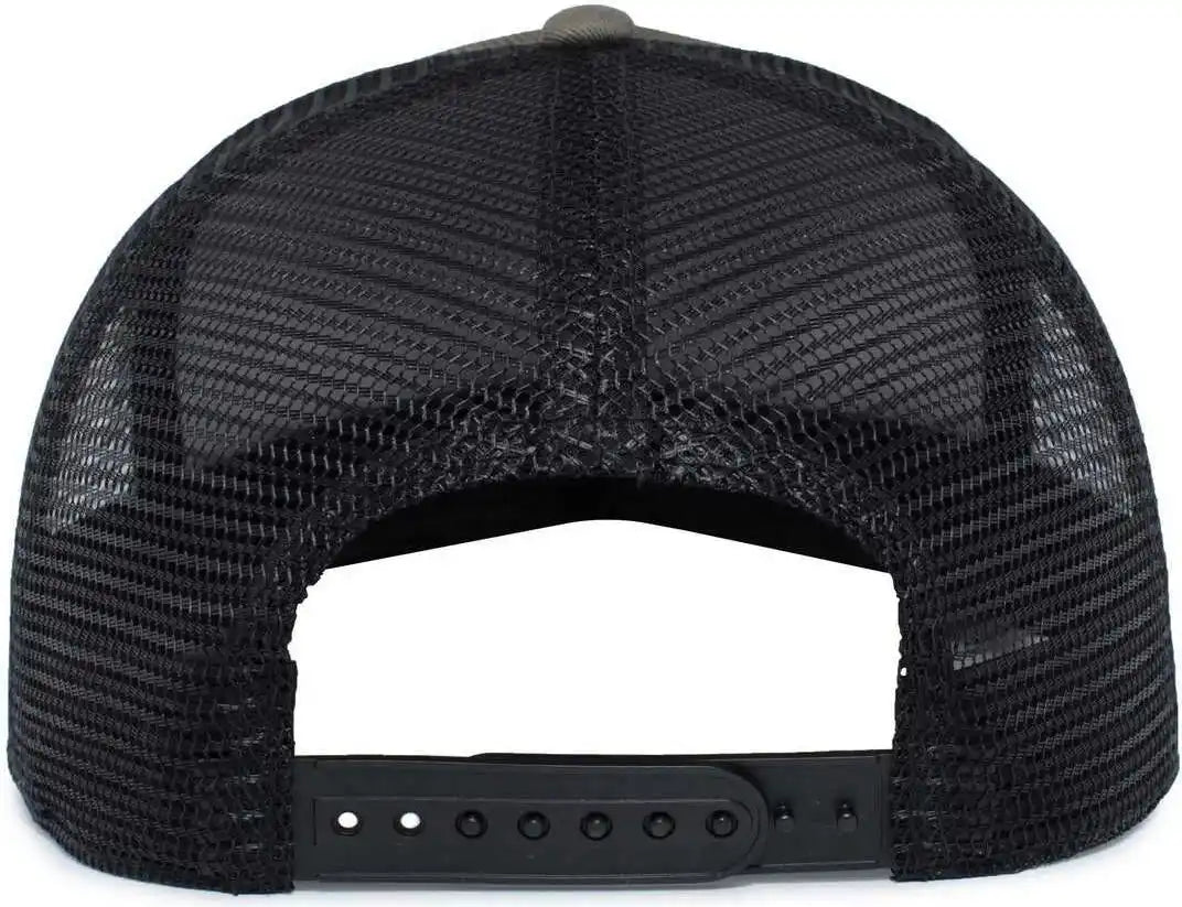 Pacific Headwear 724 Mesh Overlay 5-panel Trucker Snapback Cap - Loden Black - Brown / 7’’ - 7 7/8’’