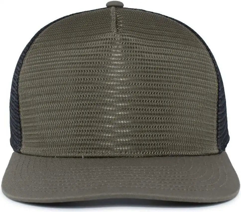 Pacific Headwear 724 Mesh Overlay 5-panel Trucker Snapback Cap - Loden Black - Brown / 7’’ - 7 7/8’’