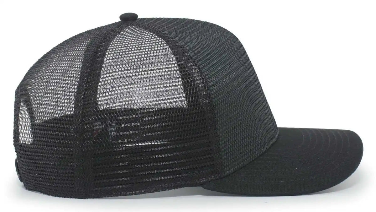 Pacific Headwear 724 Mesh Overlay 5-panel Trucker Snapback Cap - Black Dark Green - Forest / 7’’ - 7 7/8’’