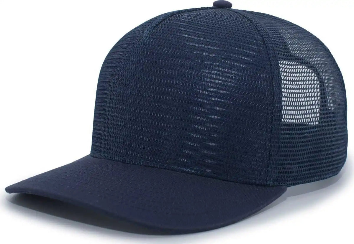 Pacific Headwear 724 Mesh Overlay 5-panel Trucker Snapback Cap - Navy - 7’’ - 7 7/8’’