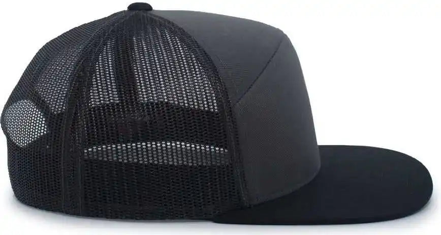 Pacific Headwear 787 6-panel Arch Snapback Trucker Cap - Charcoal Black - Dark Gray / 7’’ - 7 7/8’’