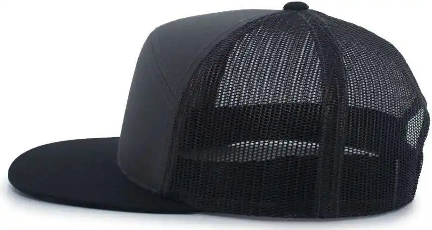 Pacific Headwear 787 6-panel Arch Snapback Trucker Cap - Charcoal Black - Dark Gray / 7’’ - 7 7/8’’