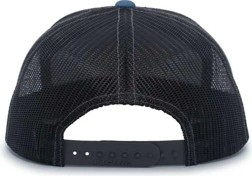Pacific Headwear 787 6-panel Arch Snapback Trucker Cap - Heather Gray Slate Blue - Dark / 7’’ - 7 7/8’’