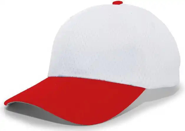 Pacific Headwear 805m Coolport Mesh Hook-and-loop Cap - White Red - 6 1/2’’ - 7’’