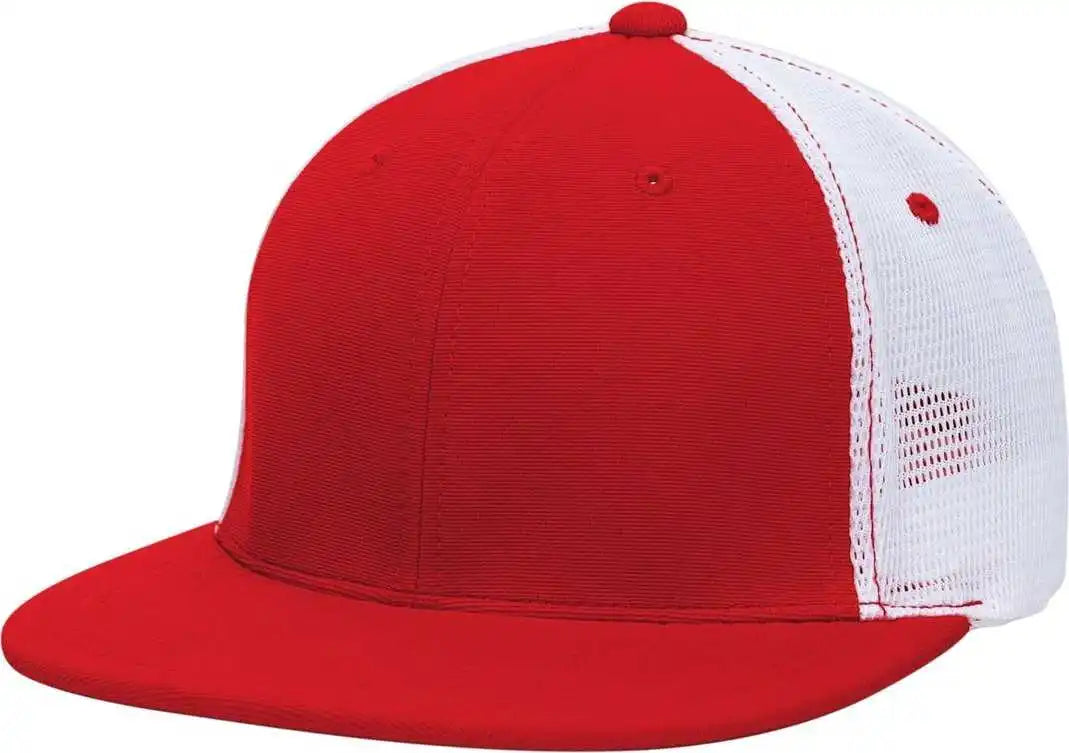 Pacific Headwear Es341 Premium M2 Performance Trucker Flexfit Cap - Red White - 6 3/8’’ - 7/8’’