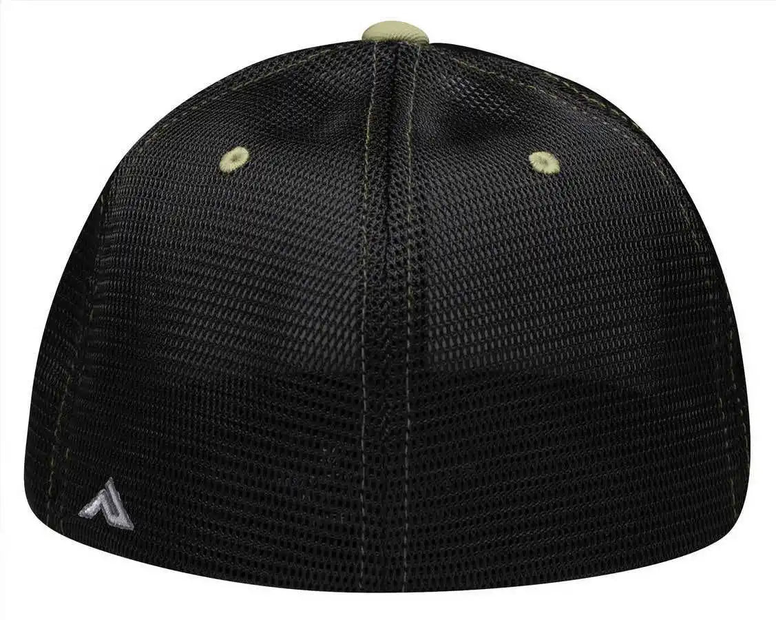 Pacific Headwear Es341 Premium M2 Performance Trucker Flexfit Cap - White Black Vegas Gold