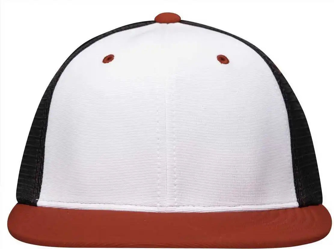 Pacific Headwear Es341 Premium M2 Performance Trucker Flexfit Cap - White Black Red