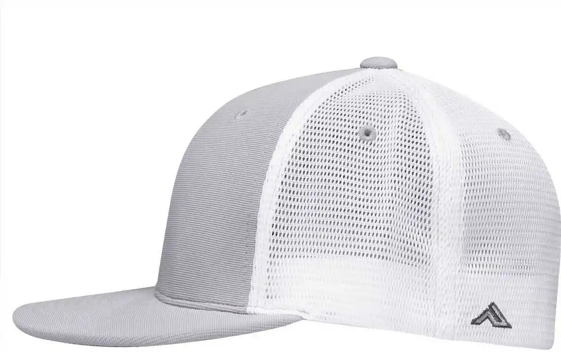 Pacific Headwear Es341 Premium M2 Performance Trucker Flexfit Cap - Silver White