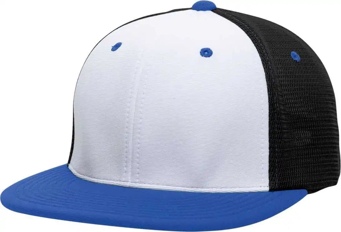 Pacific Headwear Es341 Premium M2 Performance Trucker Flexfit Cap - White Black Royal - 6 3/8’’ - 7/8’’