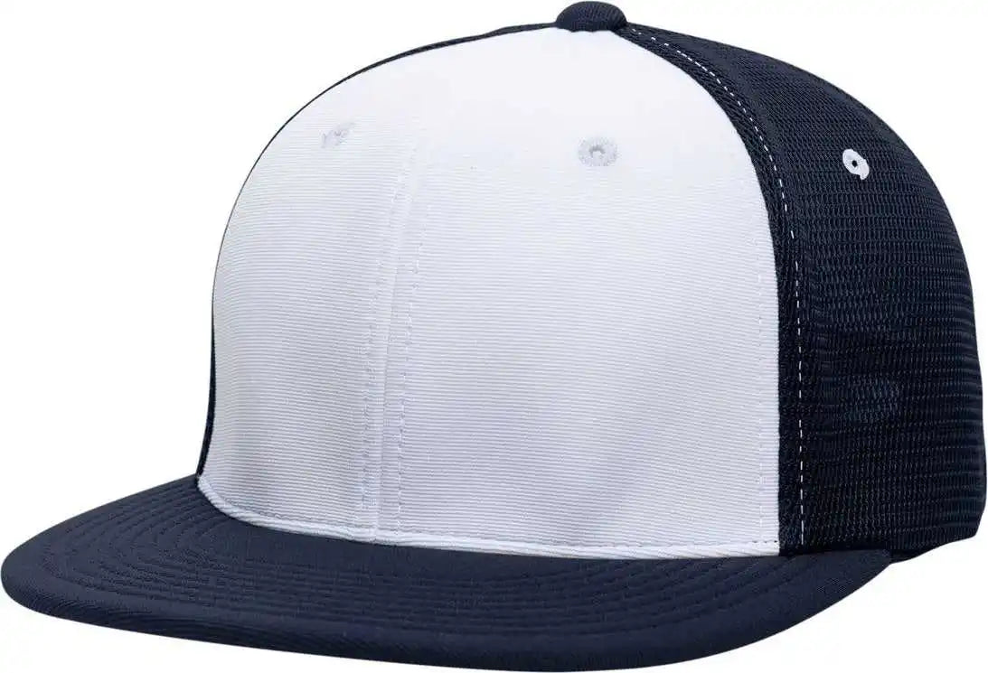 Pacific Headwear Es341 Premium M2 Performance Trucker Flexfit Cap - White Navy - 6 3/8’’ - 7/8’’