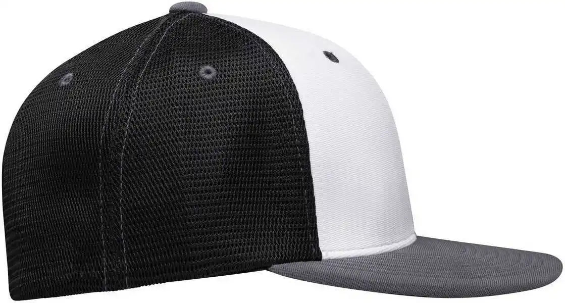Pacific Headwear Es341 Premium M2 Performance Trucker Flexfit Cap - White Black Graphite