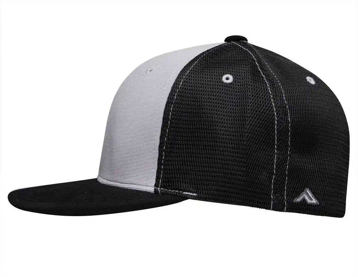 Pacific Headwear Es341 Premium M2 Performance Trucker Flexfit Cap - Silver Black