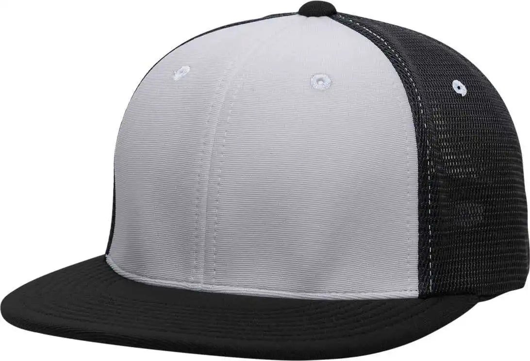 Pacific Headwear Es341 Premium M2 Performance Trucker Flexfit Cap - Silver Black - Light Gray / 6 3/8’’ - 7/8’’