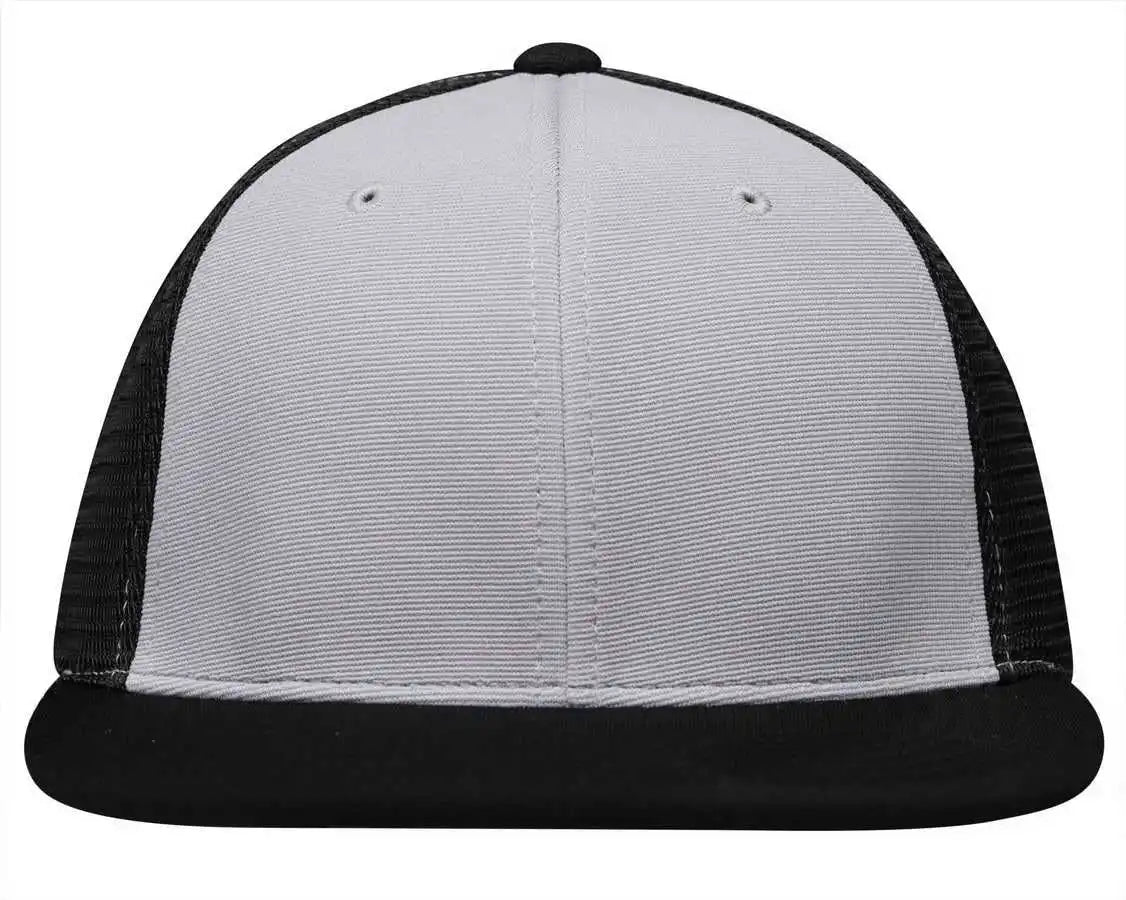 Pacific Headwear Es341 Premium M2 Performance Trucker Flexfit Cap - Silver Black