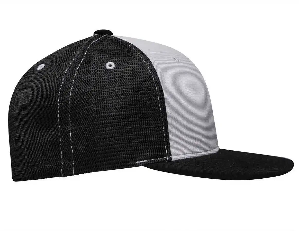 Pacific Headwear Es341 Premium M2 Performance Trucker Flexfit Cap - Silver Black