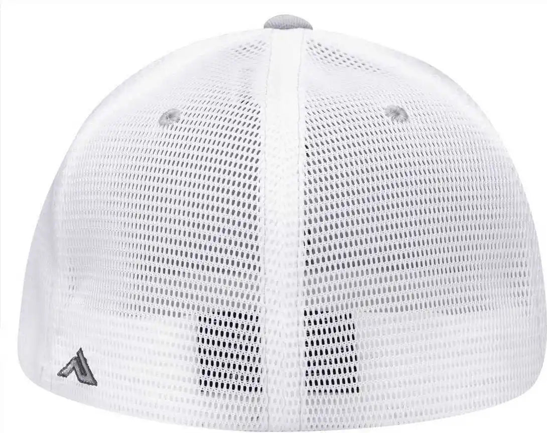 Pacific Headwear Es341 Premium M2 Performance Trucker Flexfit Cap - Silver White