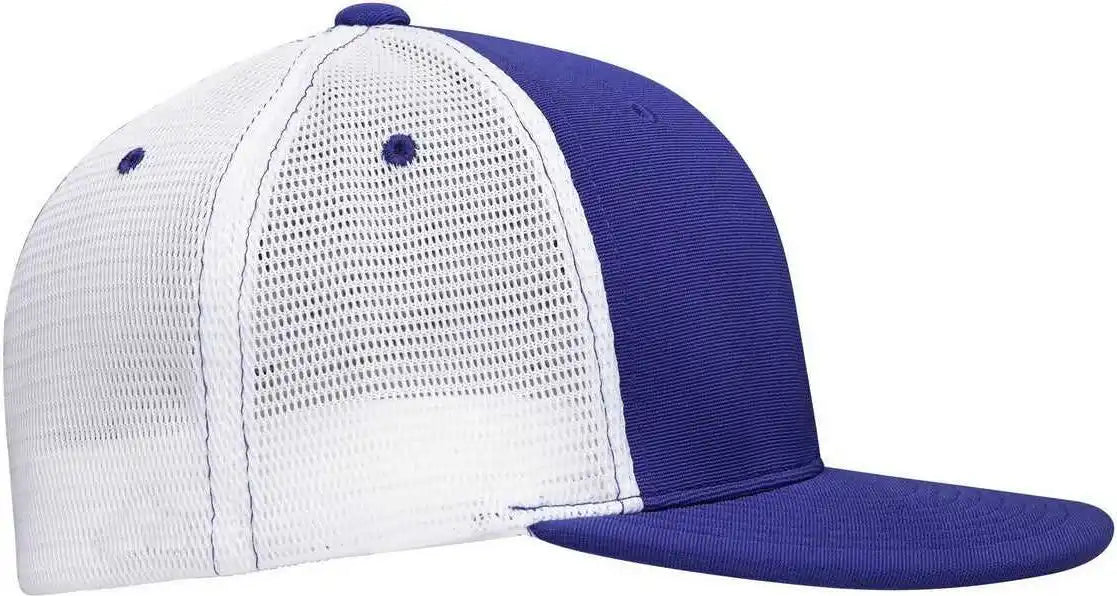 Pacific Headwear Es341 Premium M2 Performance Trucker Flexfit Cap - Royal White