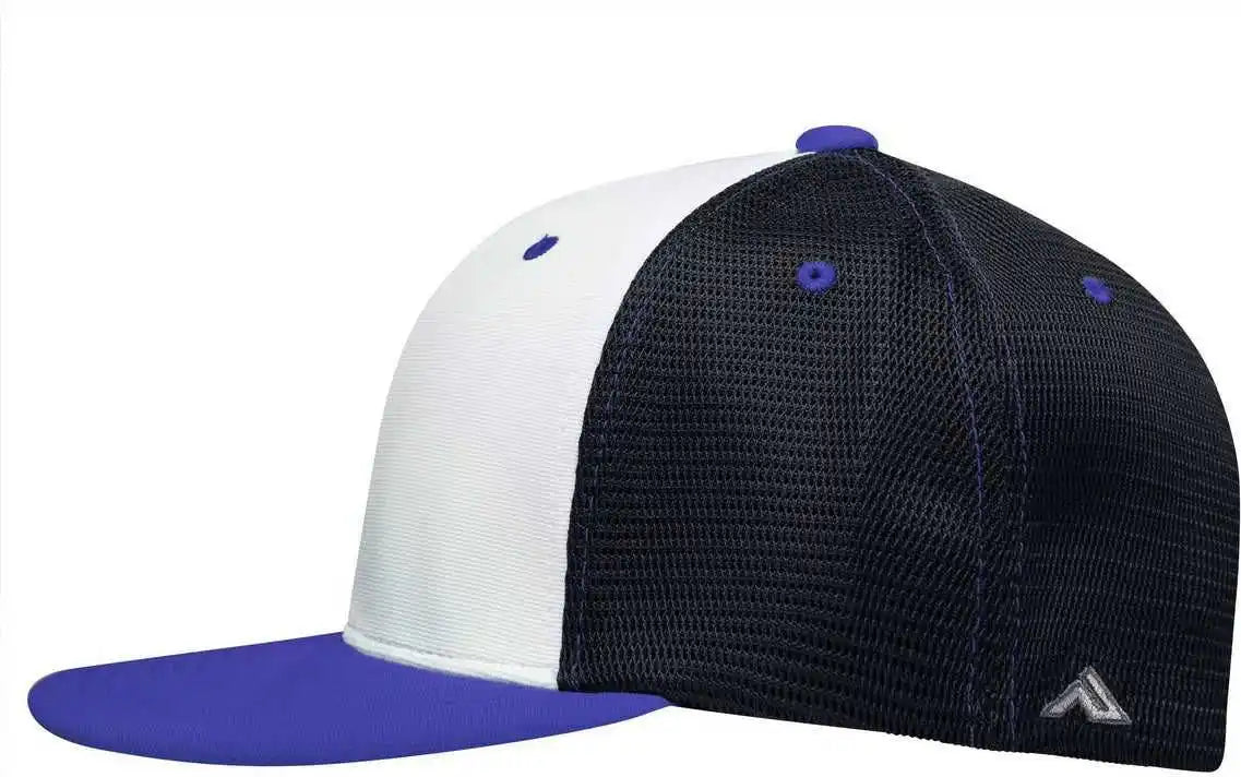 Pacific Headwear Es341 Premium M2 Performance Trucker Flexfit Cap - White Black Royal