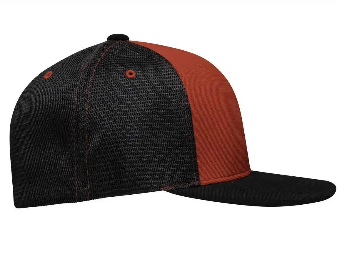 Pacific Headwear Es341 Premium M2 Performance Trucker Flexfit Cap - Red Black