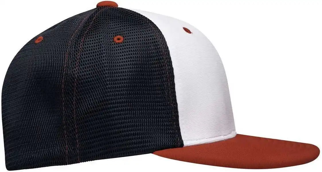 Pacific Headwear Es341 Premium M2 Performance Trucker Flexfit Cap - White Navy Red